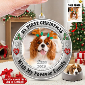 Custom Photo Metal Ornament - Personalized Christmas Birthday Gifts For Dog Cat Lovers