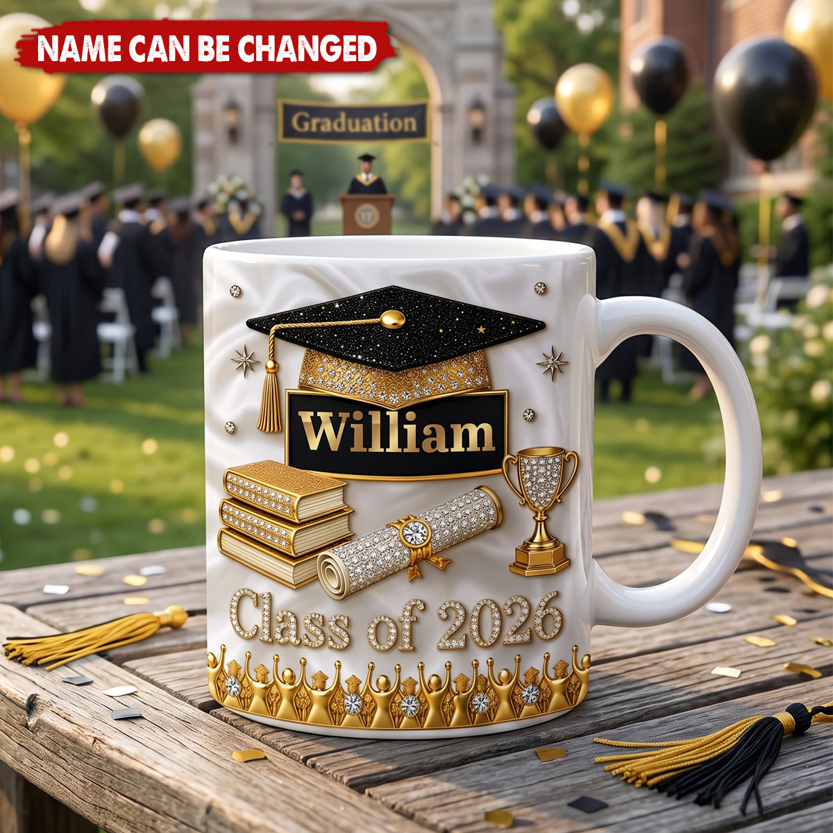 Custom 3D Inflated Effect Printed Mug - Personalized Graduation Gifts For Him, Her
