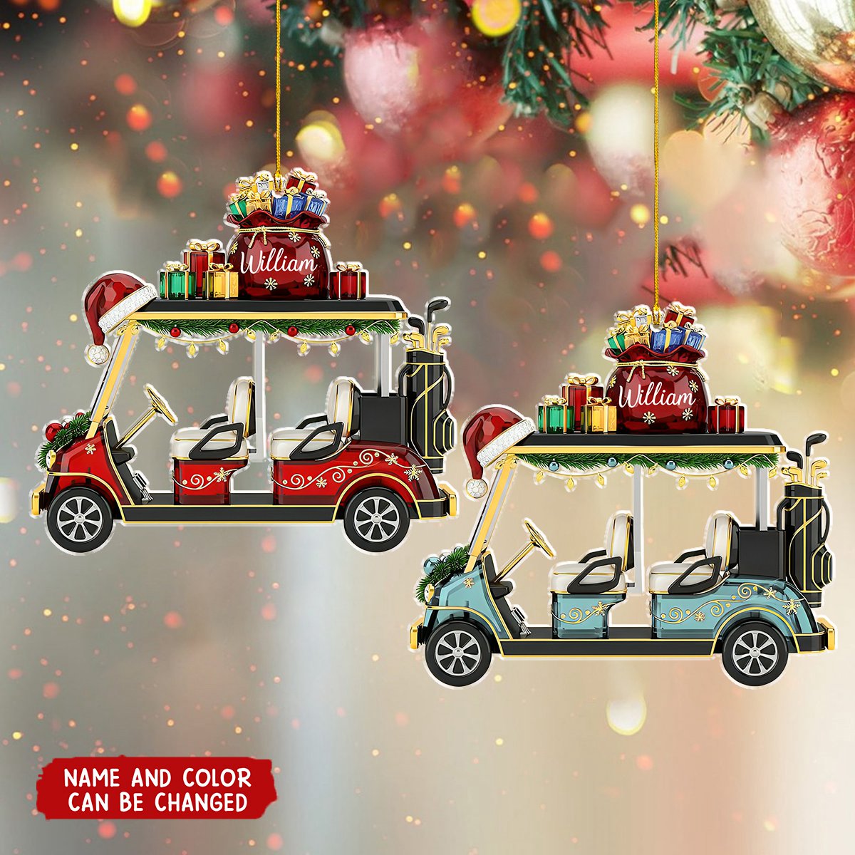 Golf Cart - Personalized Christmas Acrylic Ornament