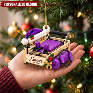 Personalized Pilates Reformer Christmas Ornament, Custom Name Gift for Pilates Lovers and Instructors