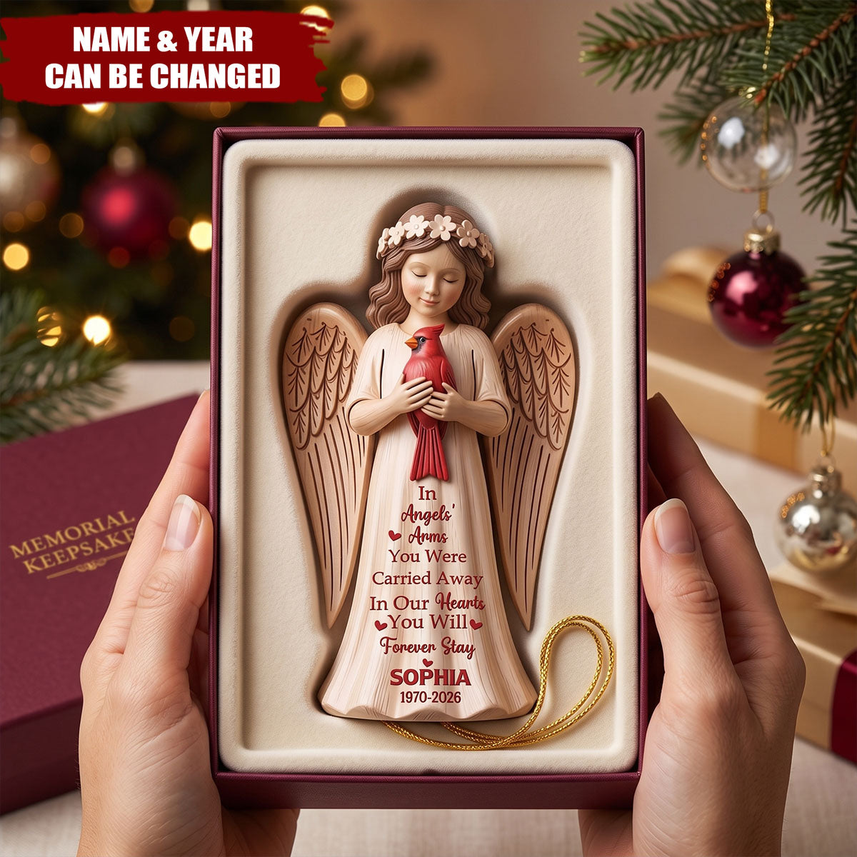 In Angels' Arms You Were Carried Away Memorial Ornament, Cardinal Sympathy Gift