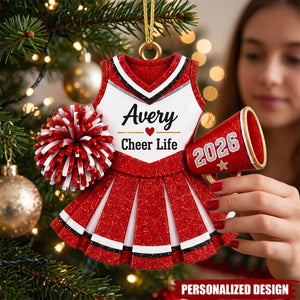 Custom Cheerleader Girl Ornament, Personalized Cheer Team Ornament