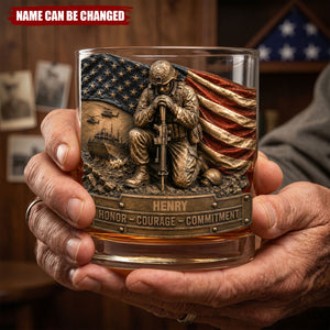 Freedom & Honor Whiskey Glass Personalized Gifts For Veteran
