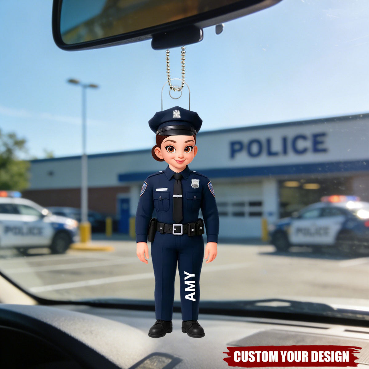 Police Officer Action Figure Personalized Acrylic Car Ornament