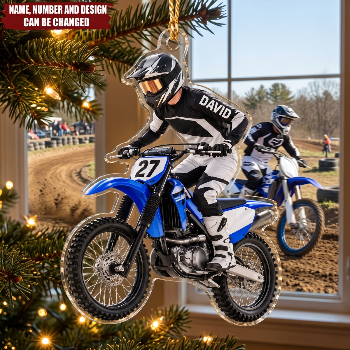 Motocross  – Personalized Acrylic Custom Shape Ornament, Gift for Biker