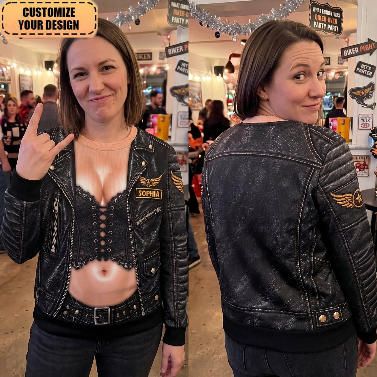 Custom Name Funny Biker Christmas Gifts For Couples - Personalized Ugly Sweater