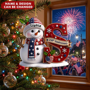 Anniversary Snowman Merry Christmas - Personalized Acrylic Custom Shape Ornament
