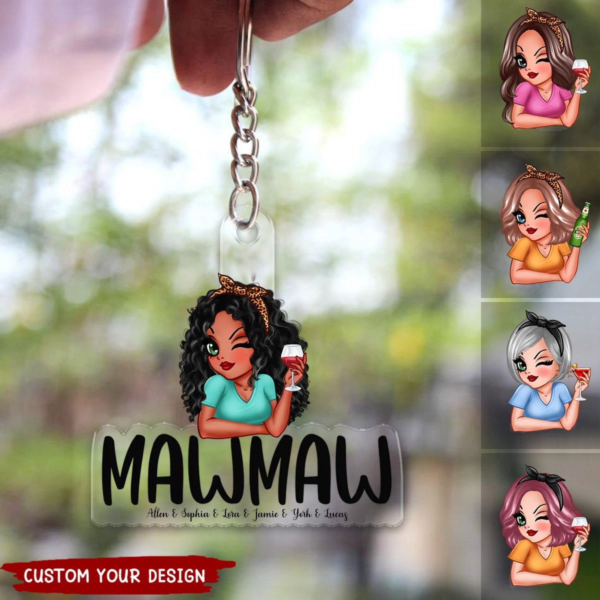 Grandma With Grandkids Names Personalized Acrylic Keychain
