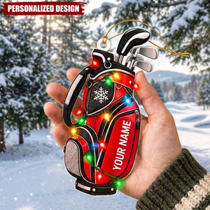 Personalized Golf Ornament, Custom Name Golf Bag Christmas Ornament