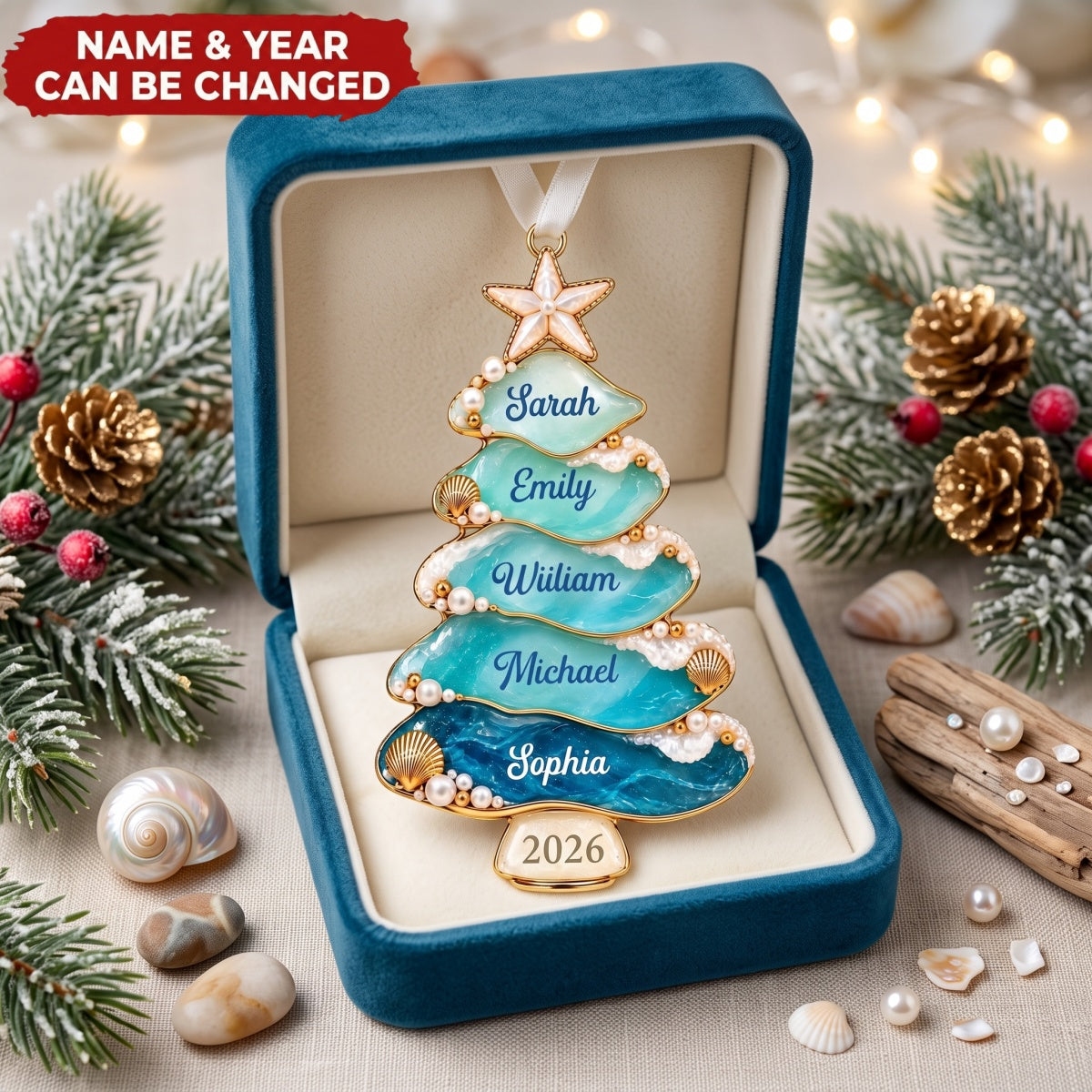 Sea Glass Tree – Personalized Acrylic Custom Shape Ornament, Gift For Ocean Lover