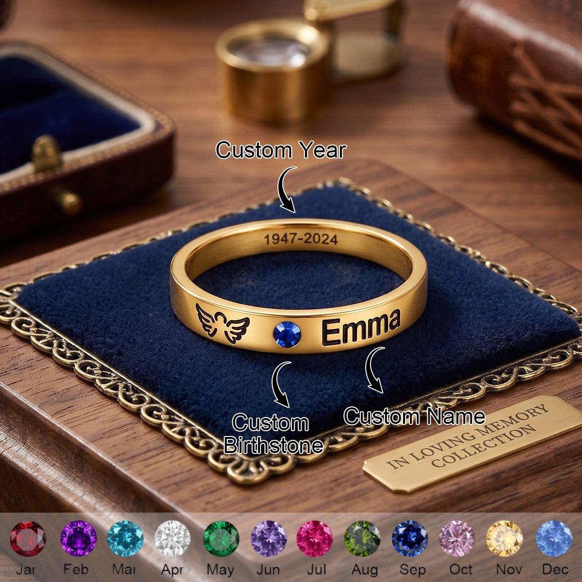Always in Our Hearts - Personalized Birthstone Ring