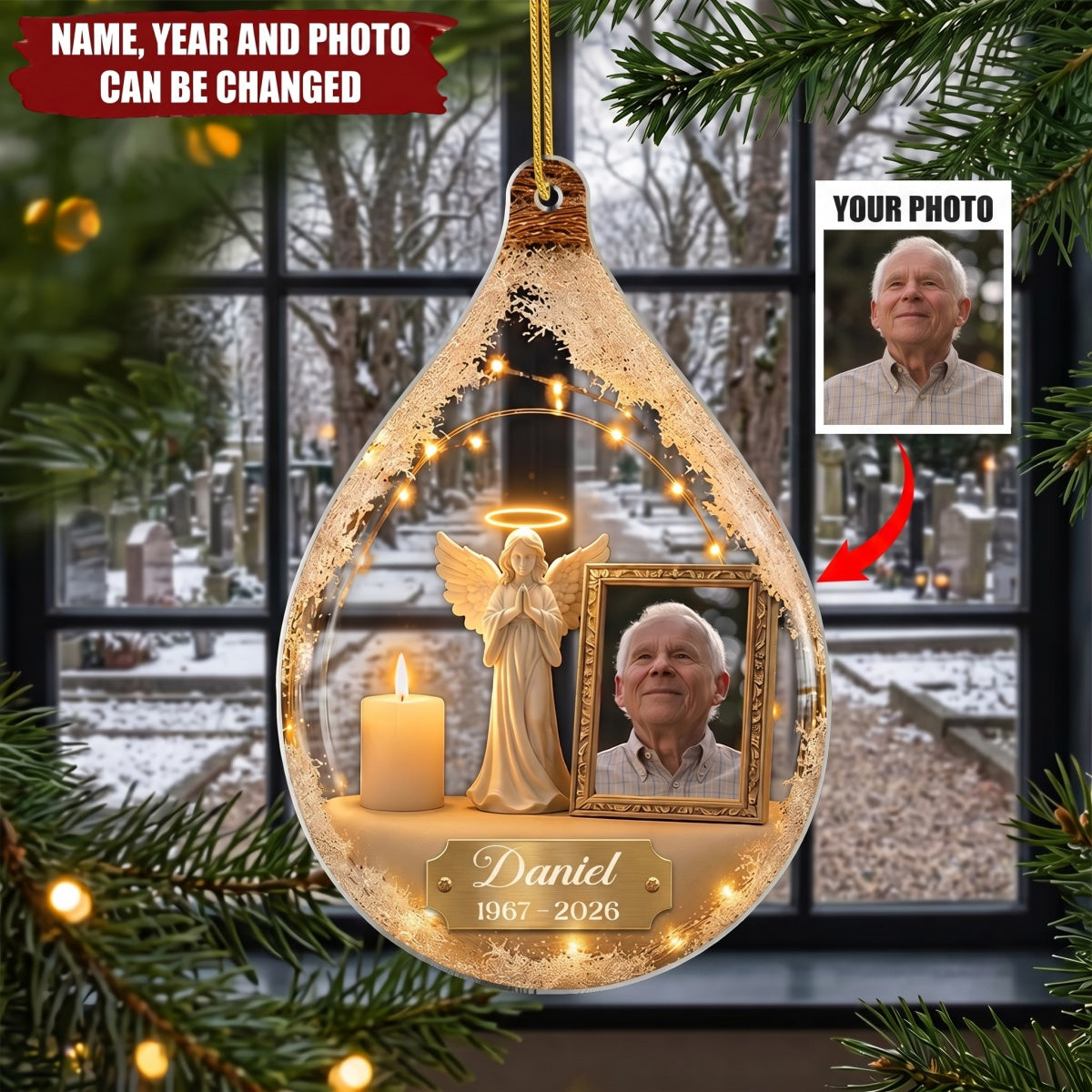 Guardian Angel Photo Memorial - Personalized Acrylic Custom Shape Ornament