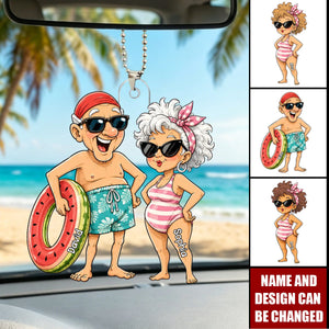 Funny Old People Swim - Personalized  Car Ornament