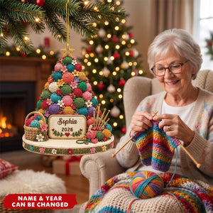 Personalized Nana Christmas Ornament, Knitting Yarn Tree Gift