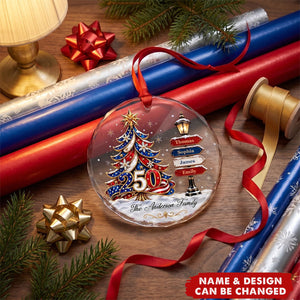 America 250 Family Tree - Personalized Glass Ornament