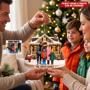 Custom Photo Acrylic Ornament - Personalized Christmas Birthday Gifts - Warm Wishes From Our Family