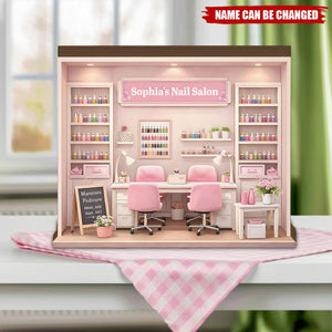 Custom Nail Salon Wooden Plaque, Personalized Miniature Display Decor