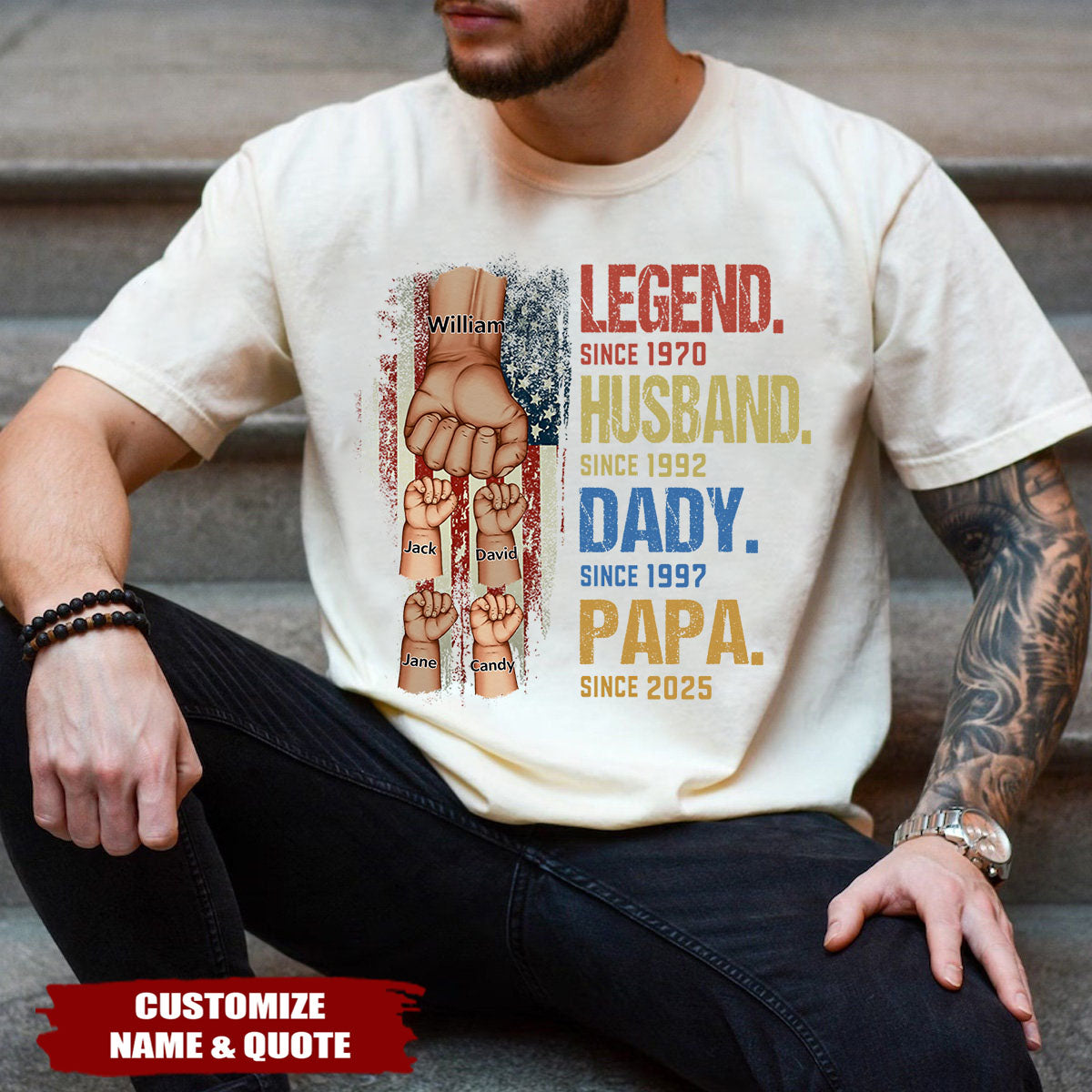 From Legend To Papa - Family Personalized T-shirt, Gift For Dad, Grandpa