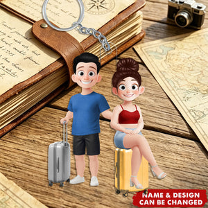 The Adventures Of Travel Lovers - Personalized Acrylic Keychain - Gift For Travelers
