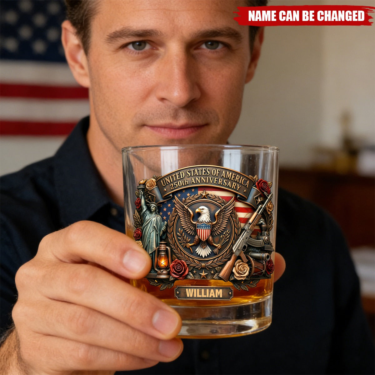 250th Anniversary USA Round Glass - Personalized Gifts For Patriots