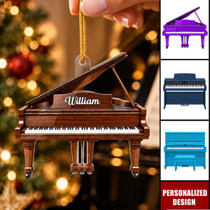 Personalized Piano Acrylic Christmas Ornament - Custom Name Piano Player Gift