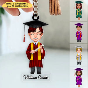 Happy Graduation - Personalized Acrylic Keychain, Gift For Friends Family On Graduation Day
