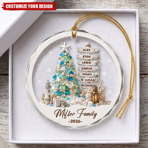Personalized Coastal Family Christmas Ornament, Custom Names Beach Tree Keepsake