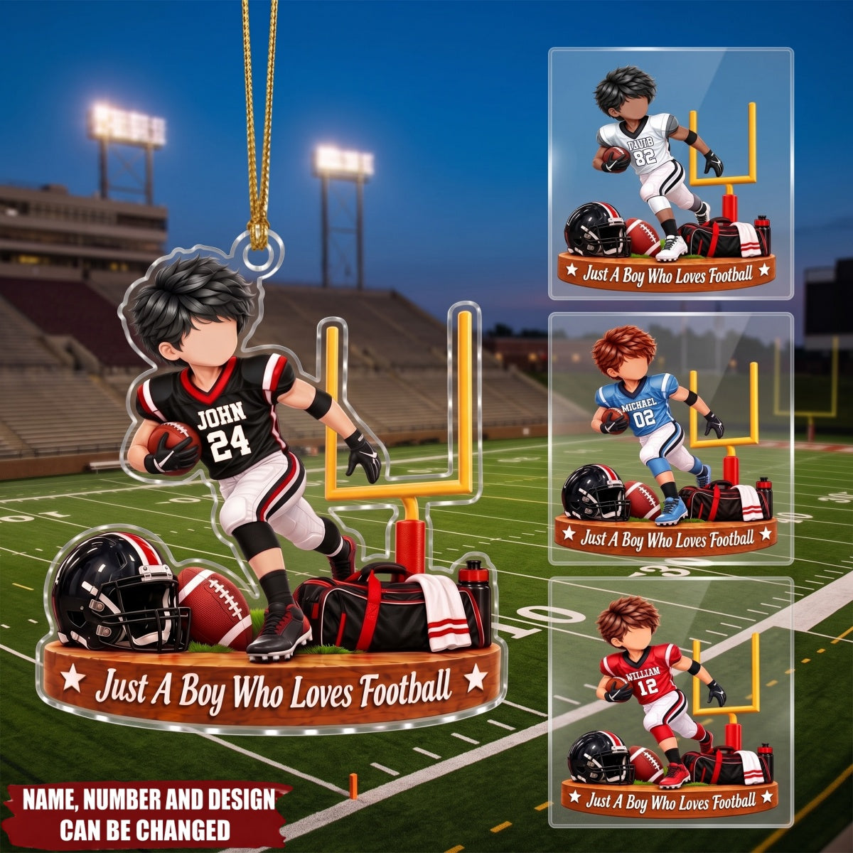 Just A Boy Who Loves Football  – Personalized Acrylic Custom Shape Ornament