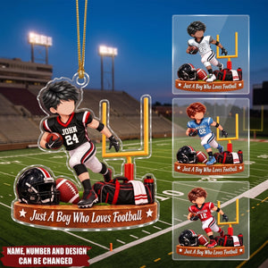 Just A Boy Who Loves Football  – Personalized Acrylic Custom Shape Ornament