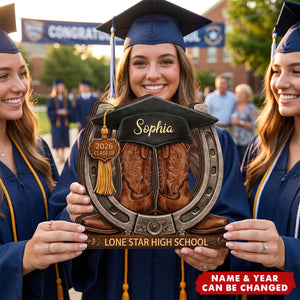Personalized Graduation Wooden Block Customized Cowboy Cowgirl Boots Class of 2026