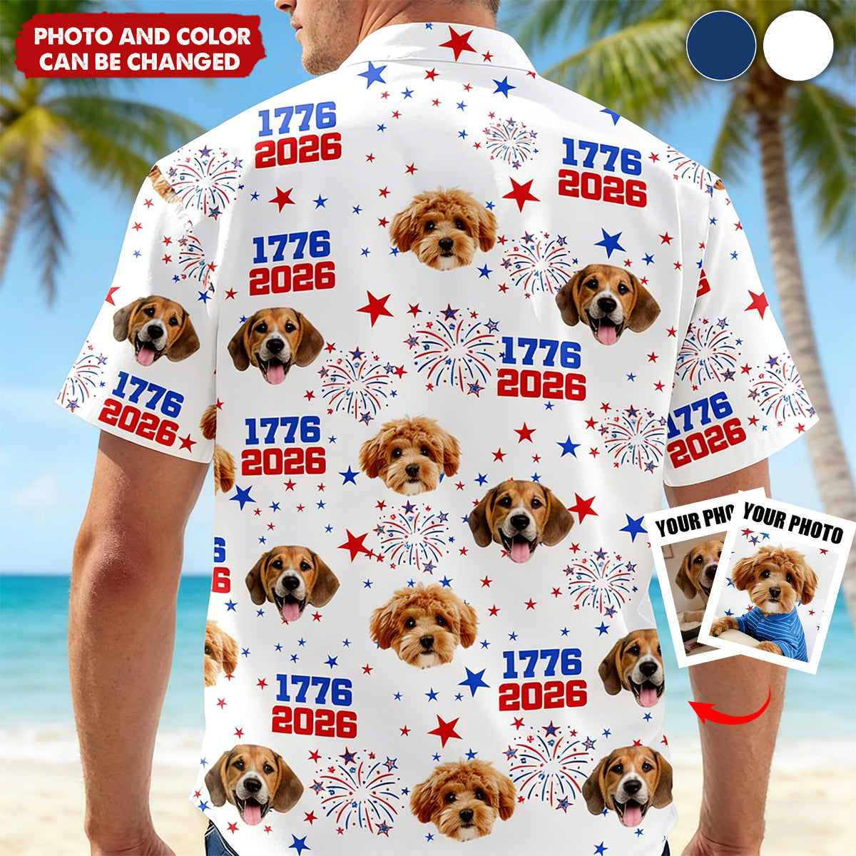 America 1776 - 2026 - Custom Dog Photo Hawaiian Shirt