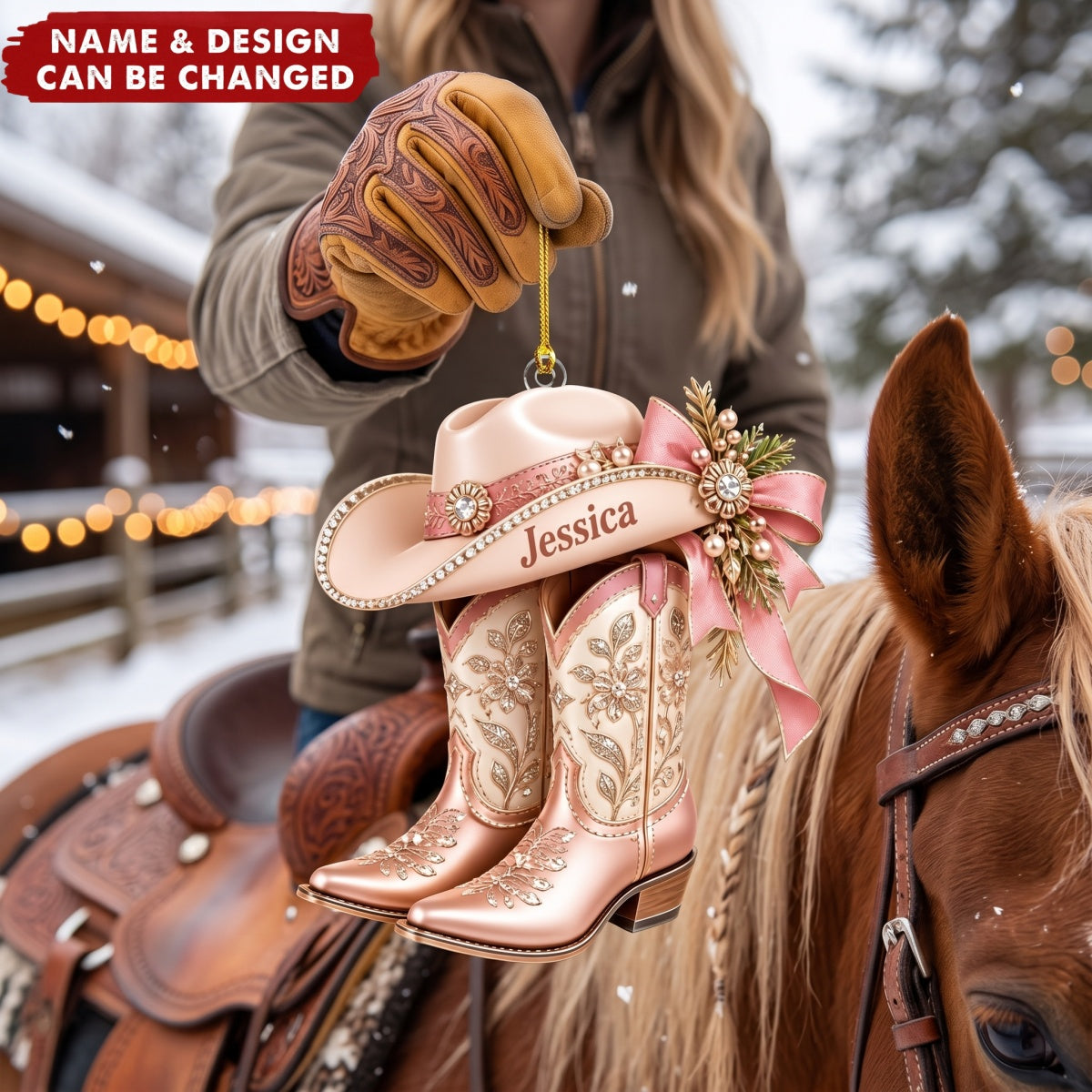 Cowgirl Boots – Personalized Acrylic Custom Shape Ornament, Gift for Country Girl