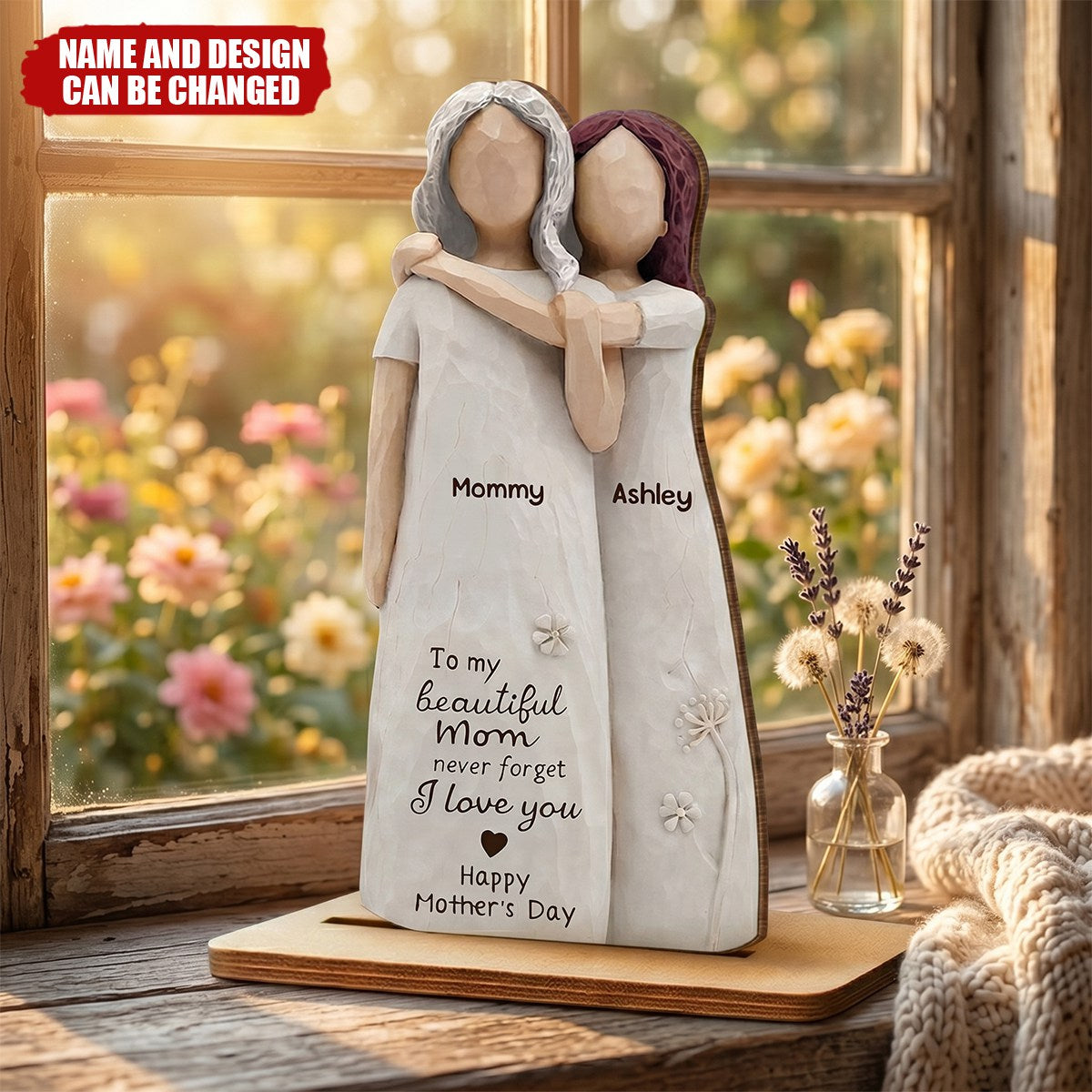 Mom Never Forget I Love You - Personalized 2-Layered Wooden Plaque, Mother's Day Gift For Mom