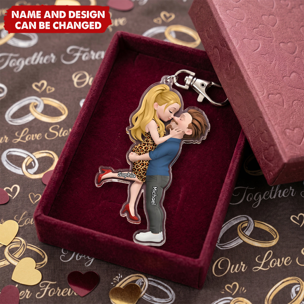 Arms Around Forever - Personalized Acrylic Keychain, Gift For Couple