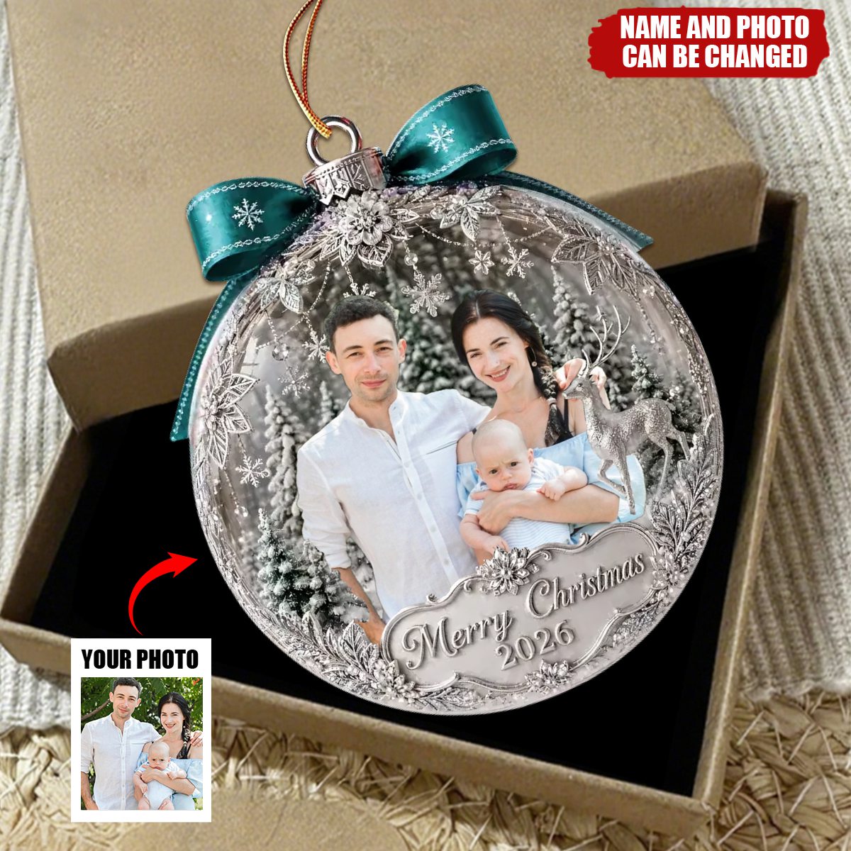 Sparkling Joy To Our Little Family - Personalized Christmas Acrylic Ornament