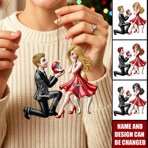 Personalized She Said Yes Acrylic Ornament,  Newly Engaged Gift, Valentines Gift For Couple