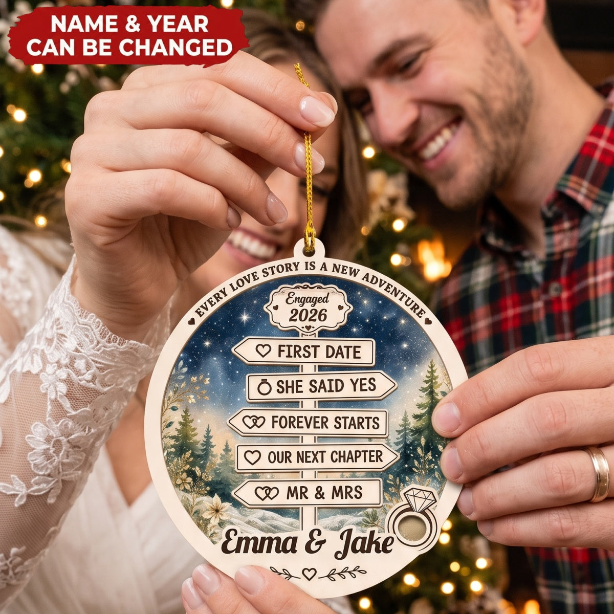 Our Forever Begins - Personalized 2-Layered Wooden Ornament