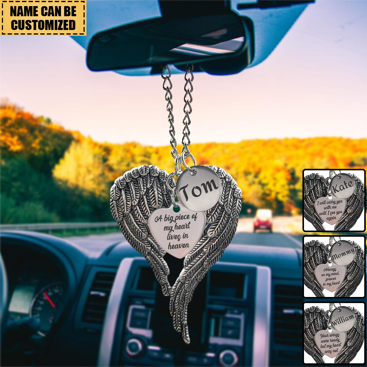 Personalized I Will Carry You With Me Wings Car Ornament