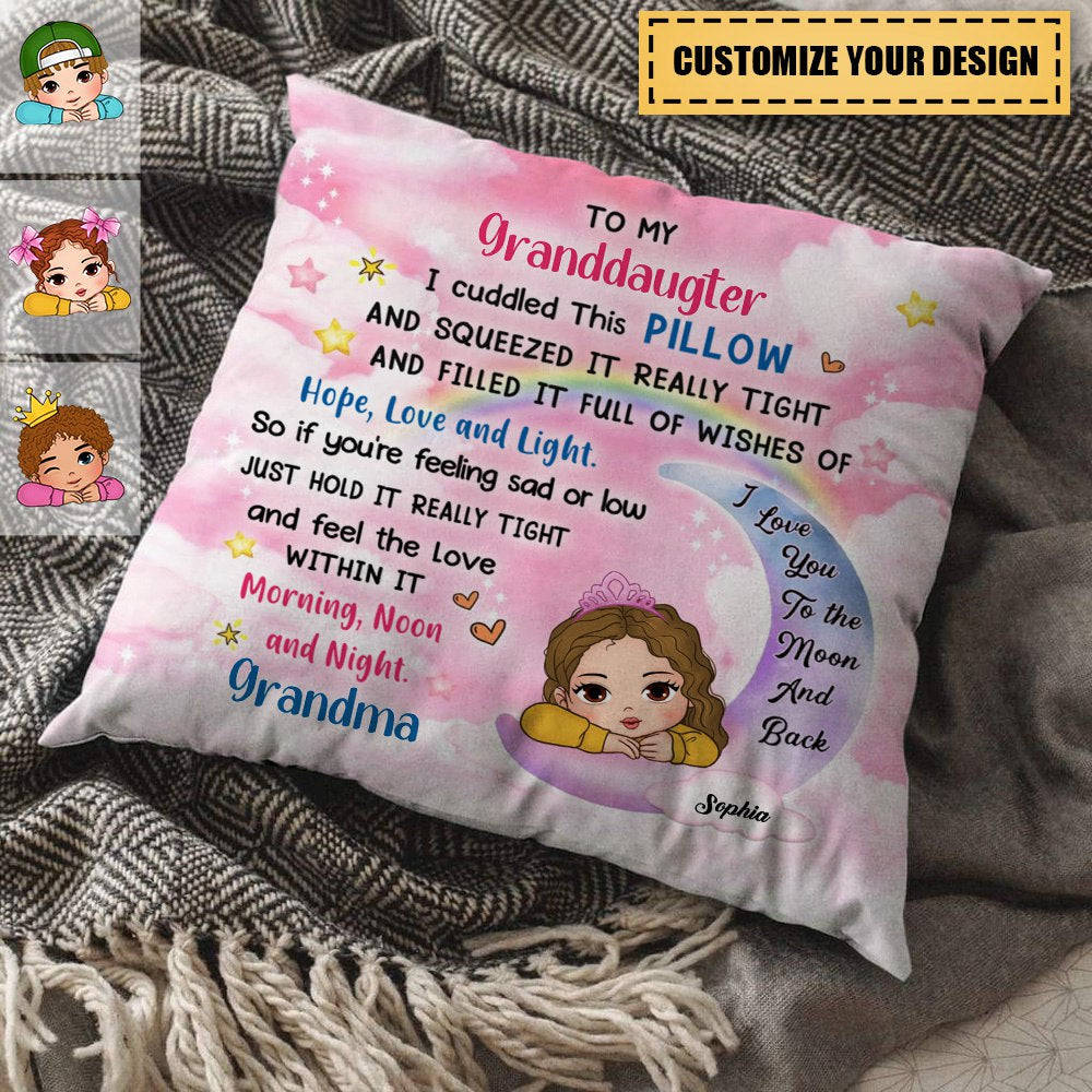 Gift For Granddaughter To My Granddaughter Kid Moon Custom Pillow