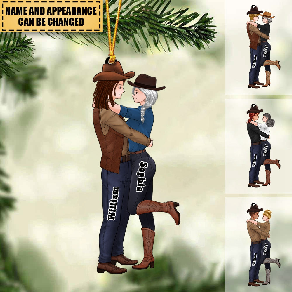 Personalized Couple Cowboy And Cowgirl Christmas Ornament