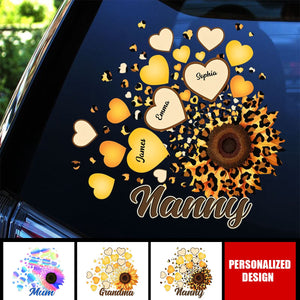 Grandma Mom Kids Sunflower - Gift For Mother, Grandmother - Personalized Decal