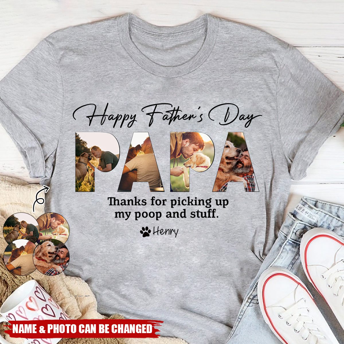 Upload Photo Happy Father's Day, Dog T-shirt