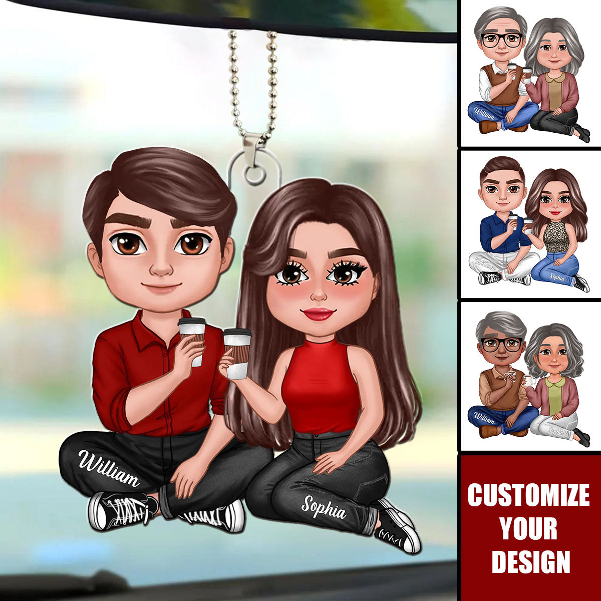 Doll Couple Sitting Personalized Acrylic Ornament