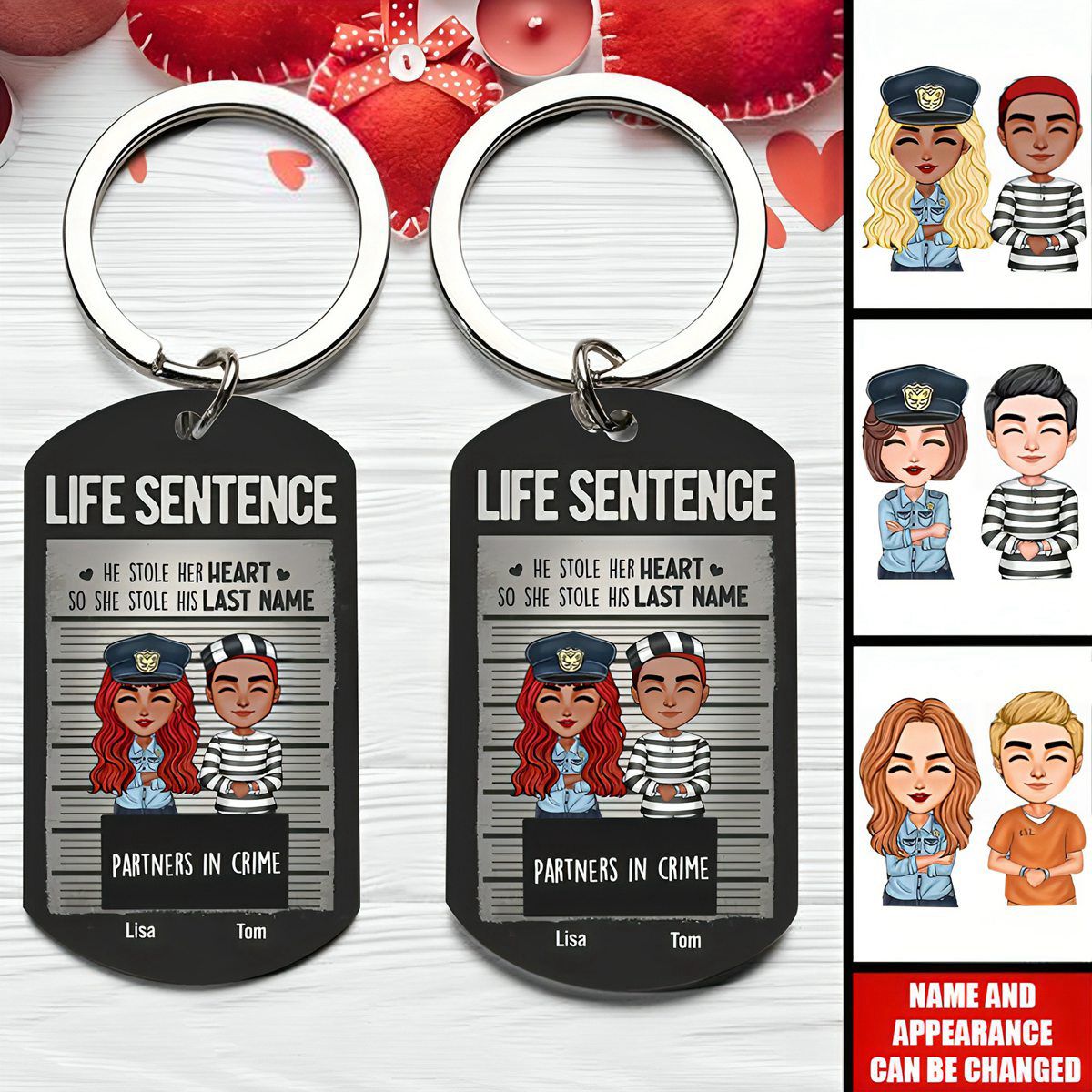 Personalized Couple Partners In Crime Stainless Steel Keychain - Gift Idea For Couple/ Him/ Her - He Stole Her Heart So She Stole His Last Name