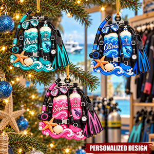 Personalized Scuba Diving Equipment Ornament, Custom Christmas Diving Gift