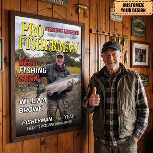 Custom Photo Magazine Vertical Poster - Personalized Birthday Fishing Gifts For Family