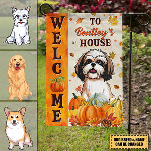 Welcome To The Dog House Fall Season, Personalized Garden Flags, Gifts For Dog Lovers