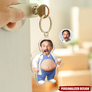 Personalized Photo Doctor Acrylic Keychain - Custom Name Funny Medical Worker Keyring