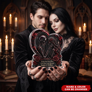 Custom Gothic Skeleton Acrylic Plaque - Personalized Halloween Decor, Anniversary Wedding Gift