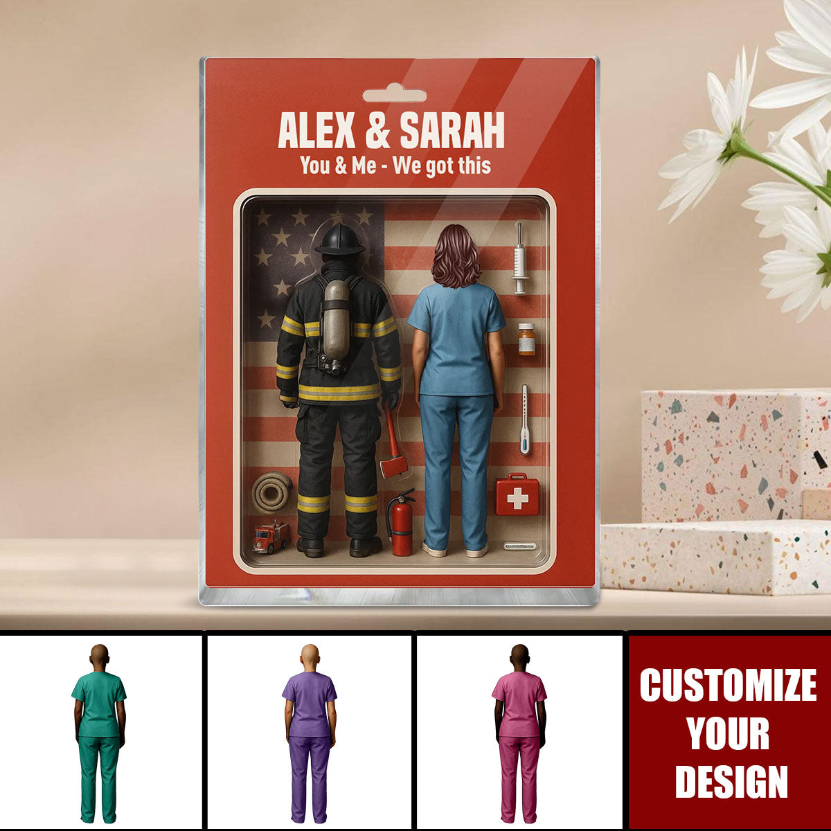 You & Me We Got This Firefighter & Nurse Couple Personalized Acrylic Plaque